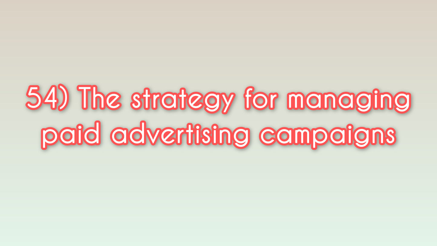 The strategy for managing paid advertising campaigns
