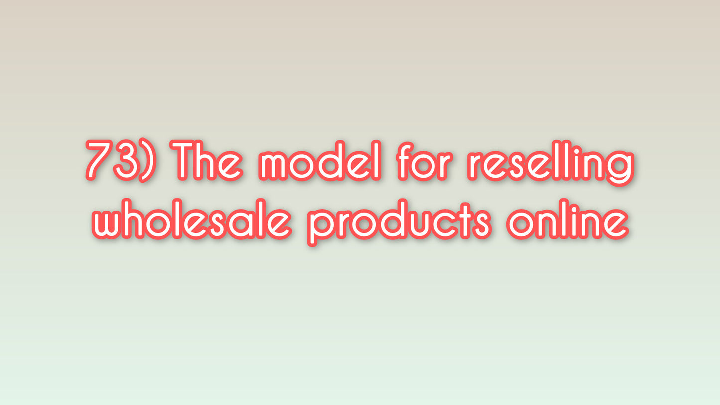 The model for reselling wholesale products online